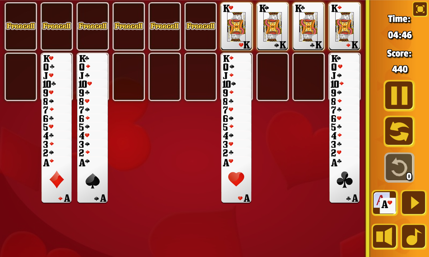 Double Freecell Gameplay Screenshot.