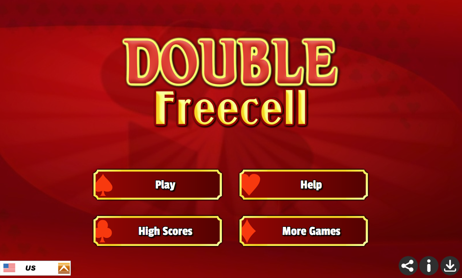 Double Freecell Game Welcome Screen Screenshot.