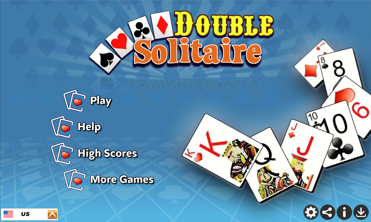 Double Solitaire Game Welcome Screen Screenshot.