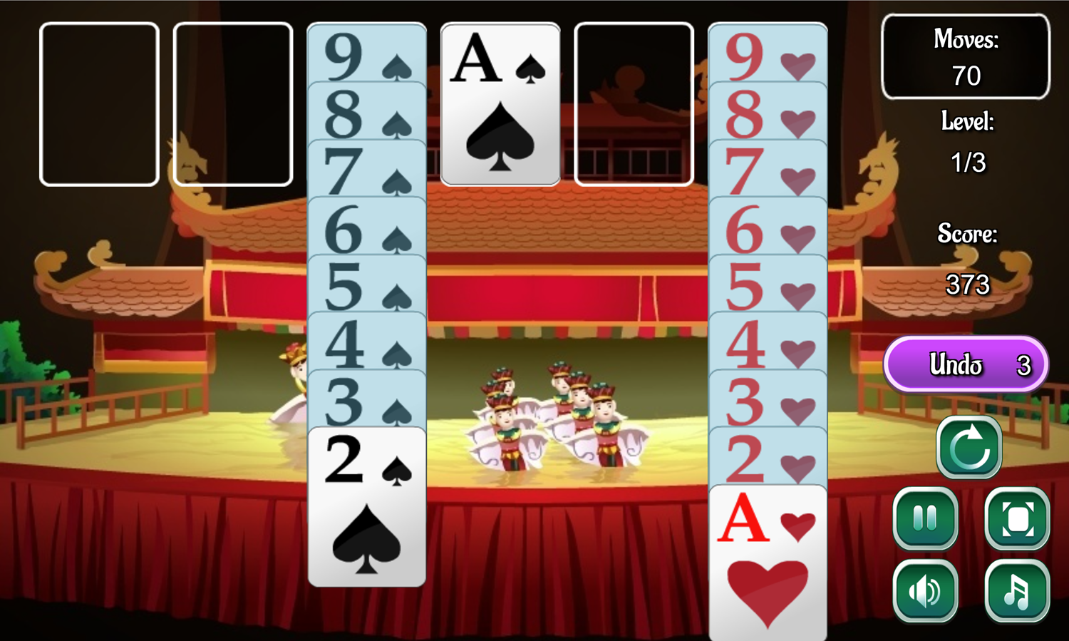 Double Tower of Hanoi Solitaire Gameplay Screenshot.