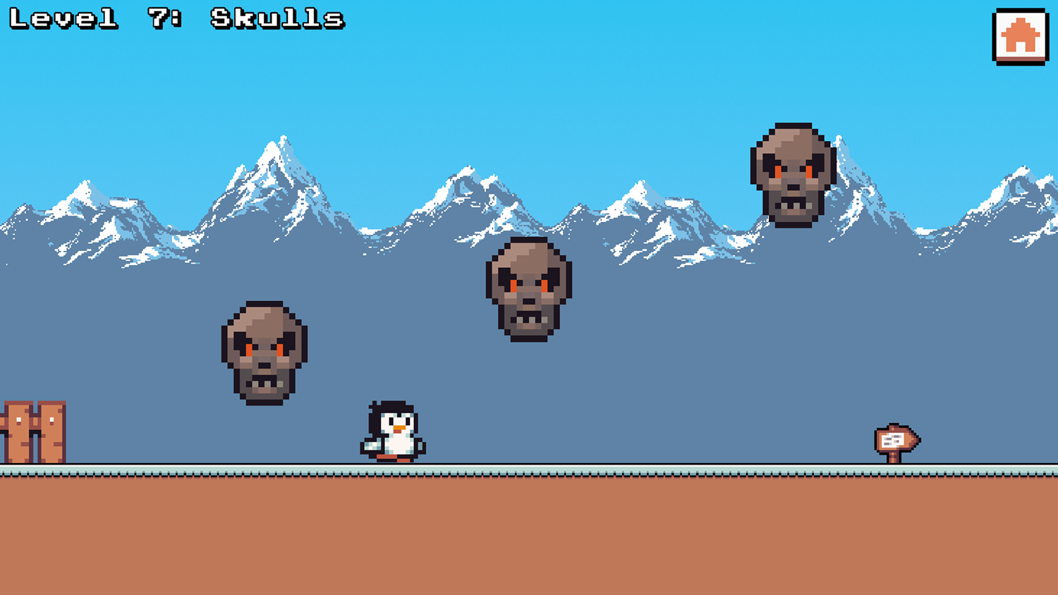 Dozie Penguin Game Skull Level Screenshot.