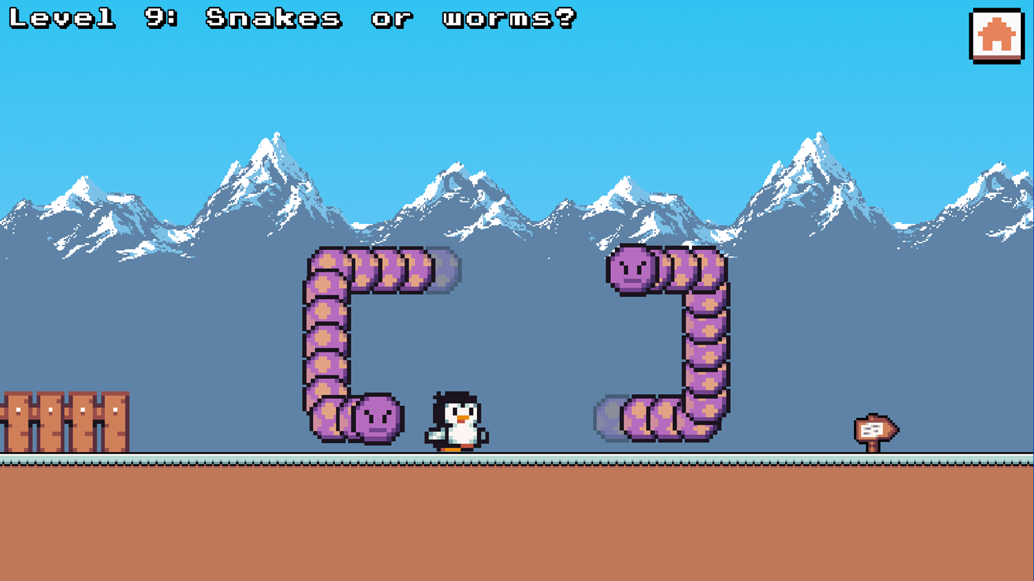 Dozie Penguin Game Worm Level Screenshot.