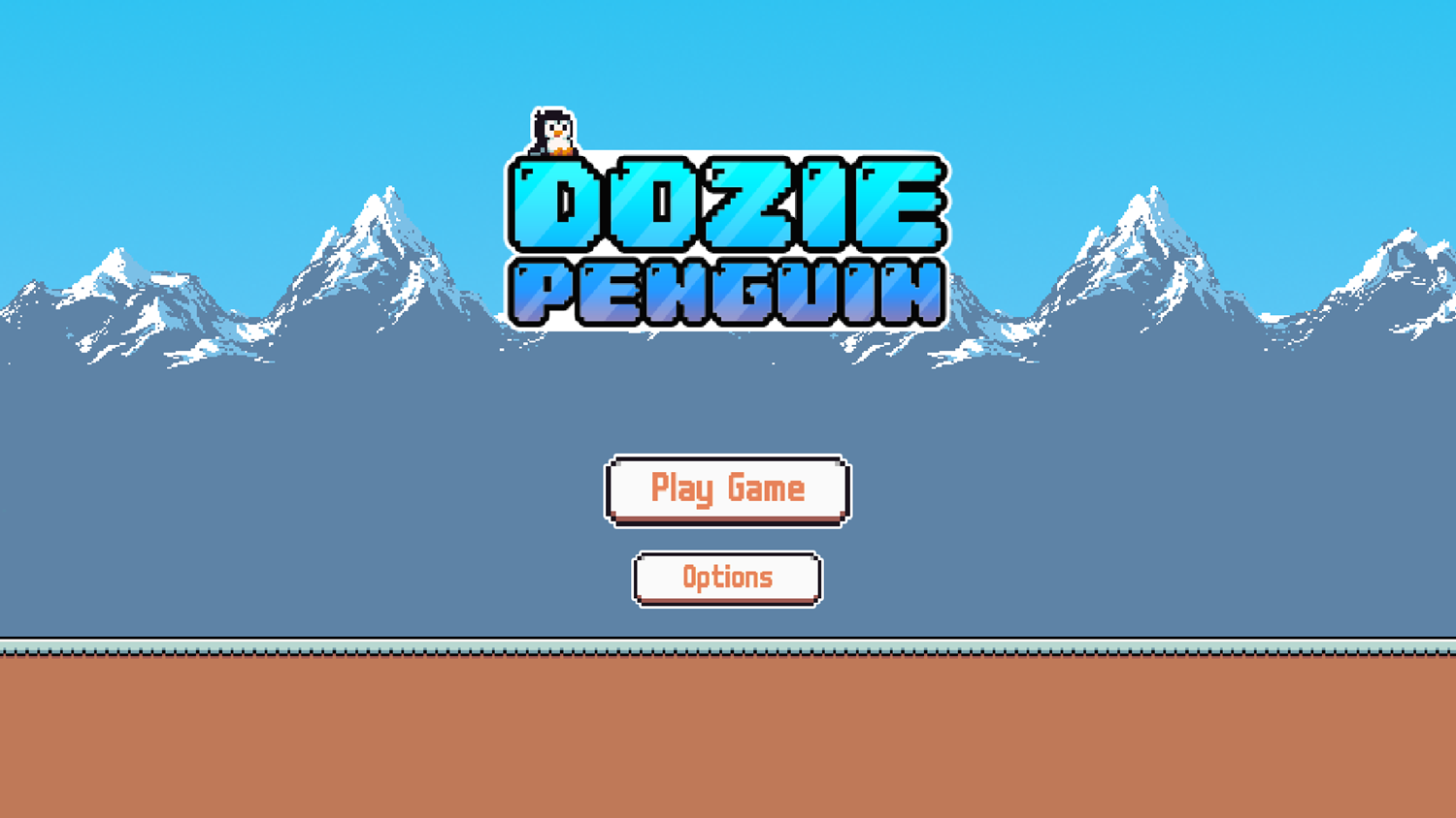 Dozie Penguin Game Welcome Screen Screenshot.