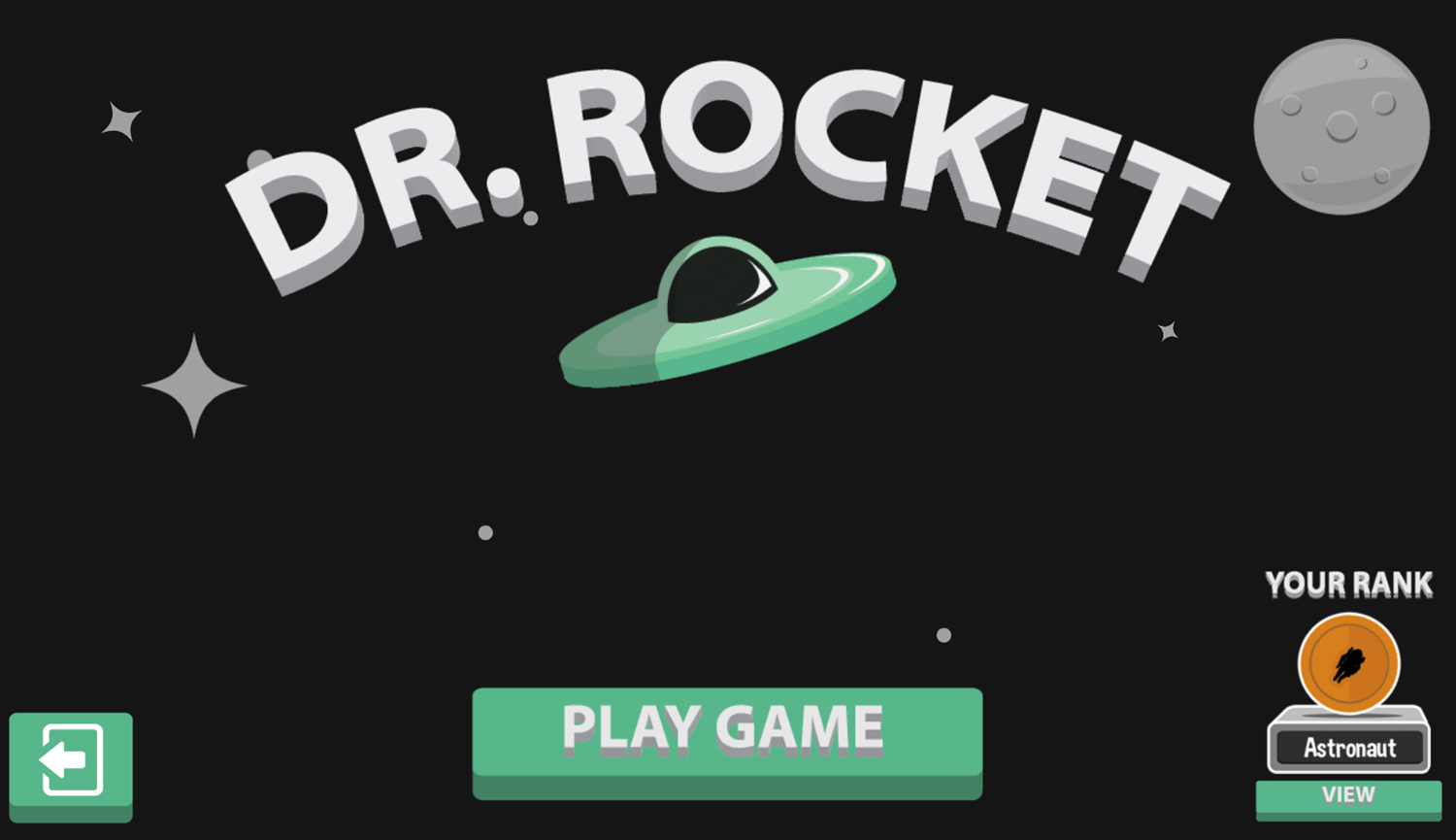 Dr Rocket Game Welcome Screen Screenshot.