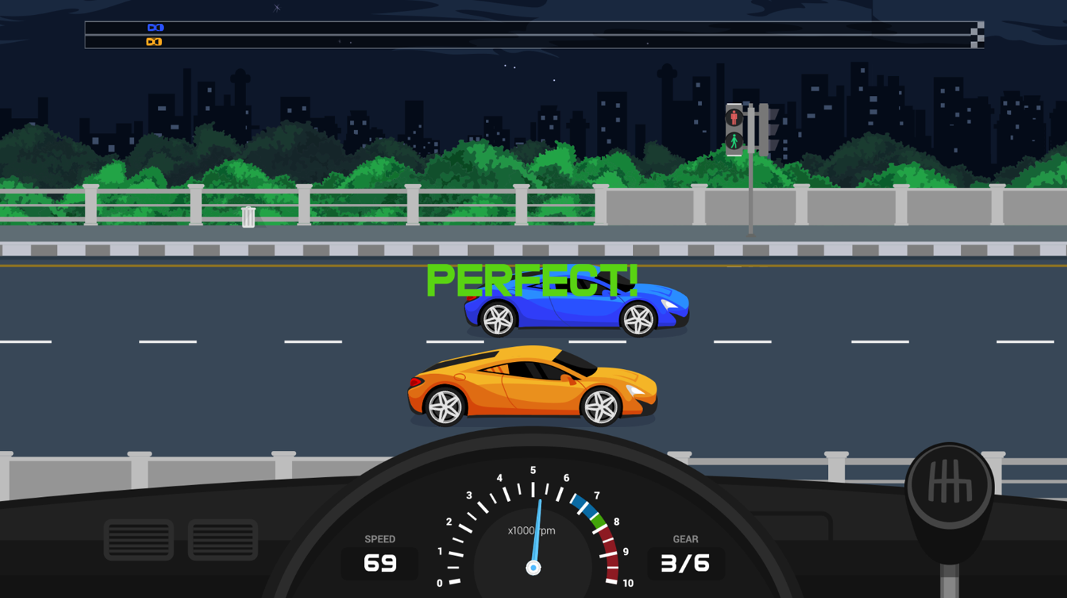 Drag Racing Game Shifting Gears Perfect Timing Screenshot.