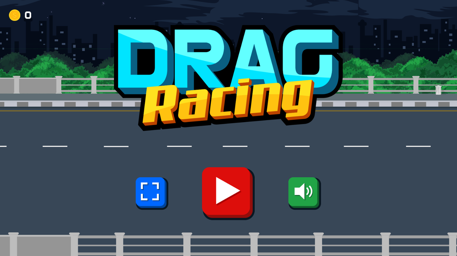 Drag Racing Game Welcome Screen Screenshot.