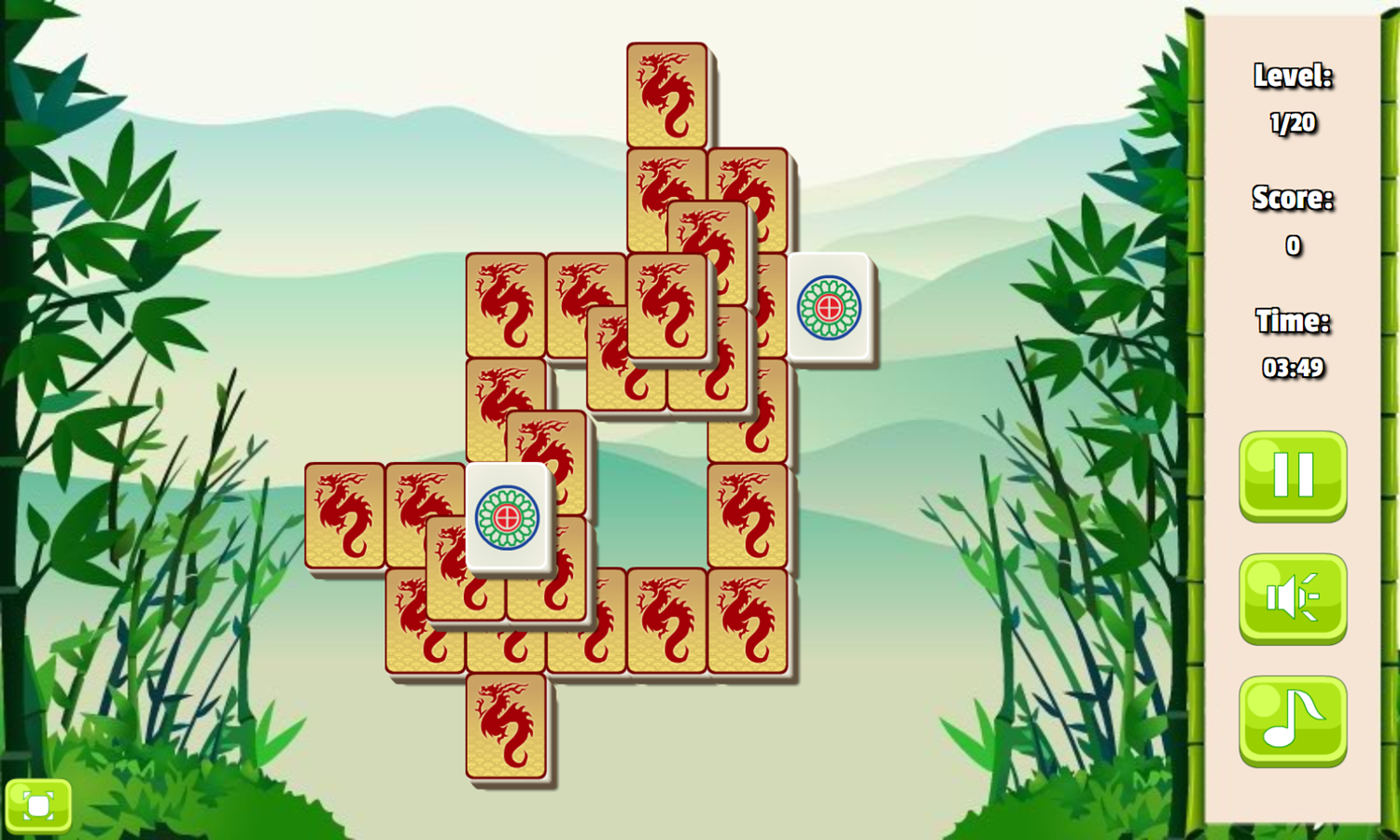 Dragons Mahjong Game Level Play Screenshot.