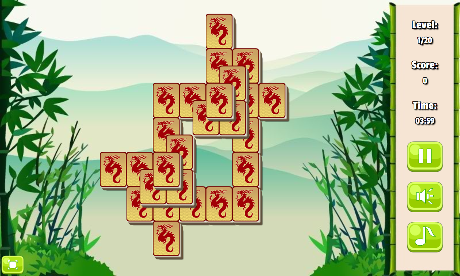 Dragons Mahjong Game Level Start Screenshot.