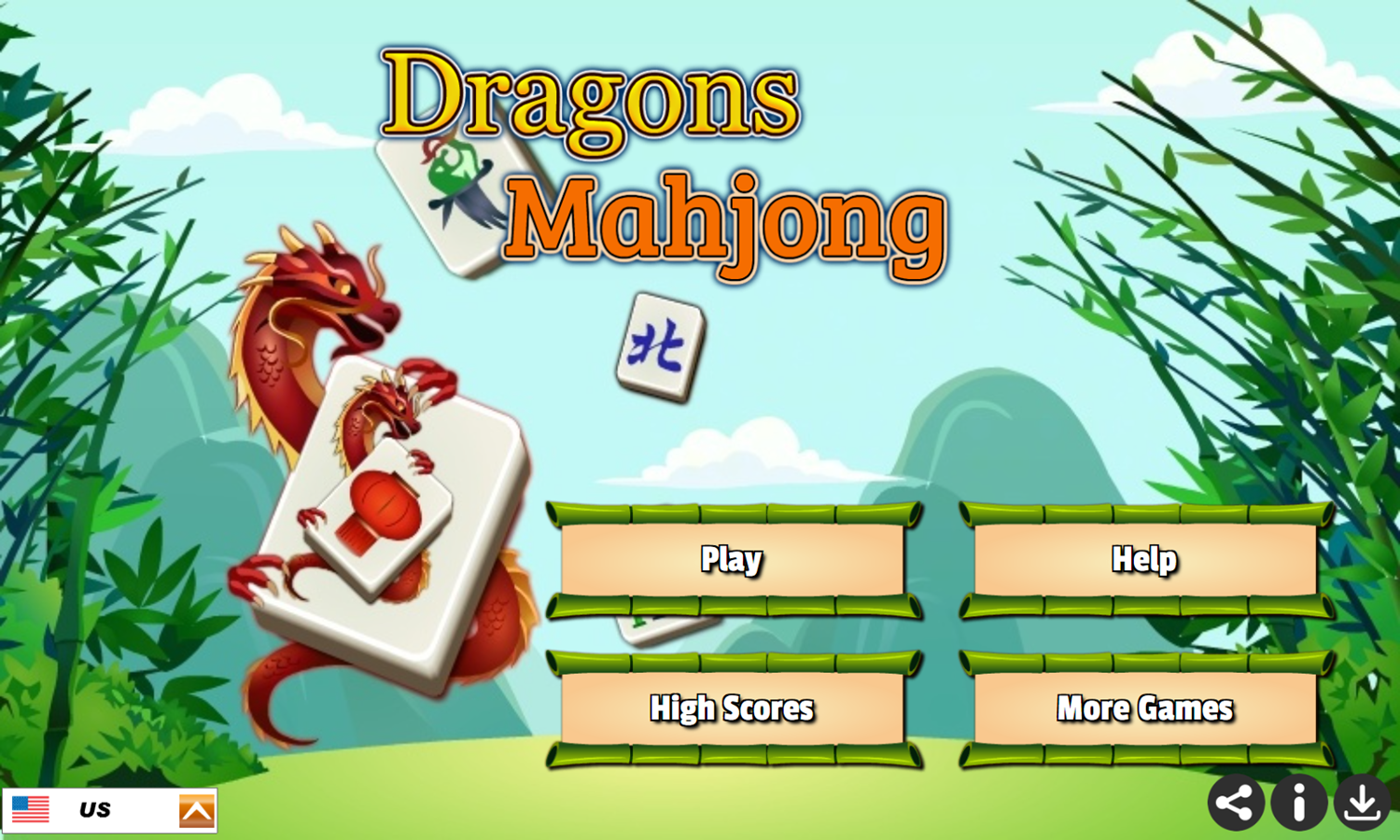 Dragons Mahjong Game Welcome Screen Screenshot.