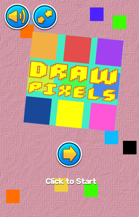 Draw Pixels Game Welcome Screen Screenshot.