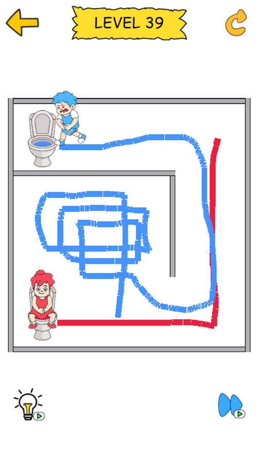 Draw To Pee Game Level With Delayed Movement Screenshot.