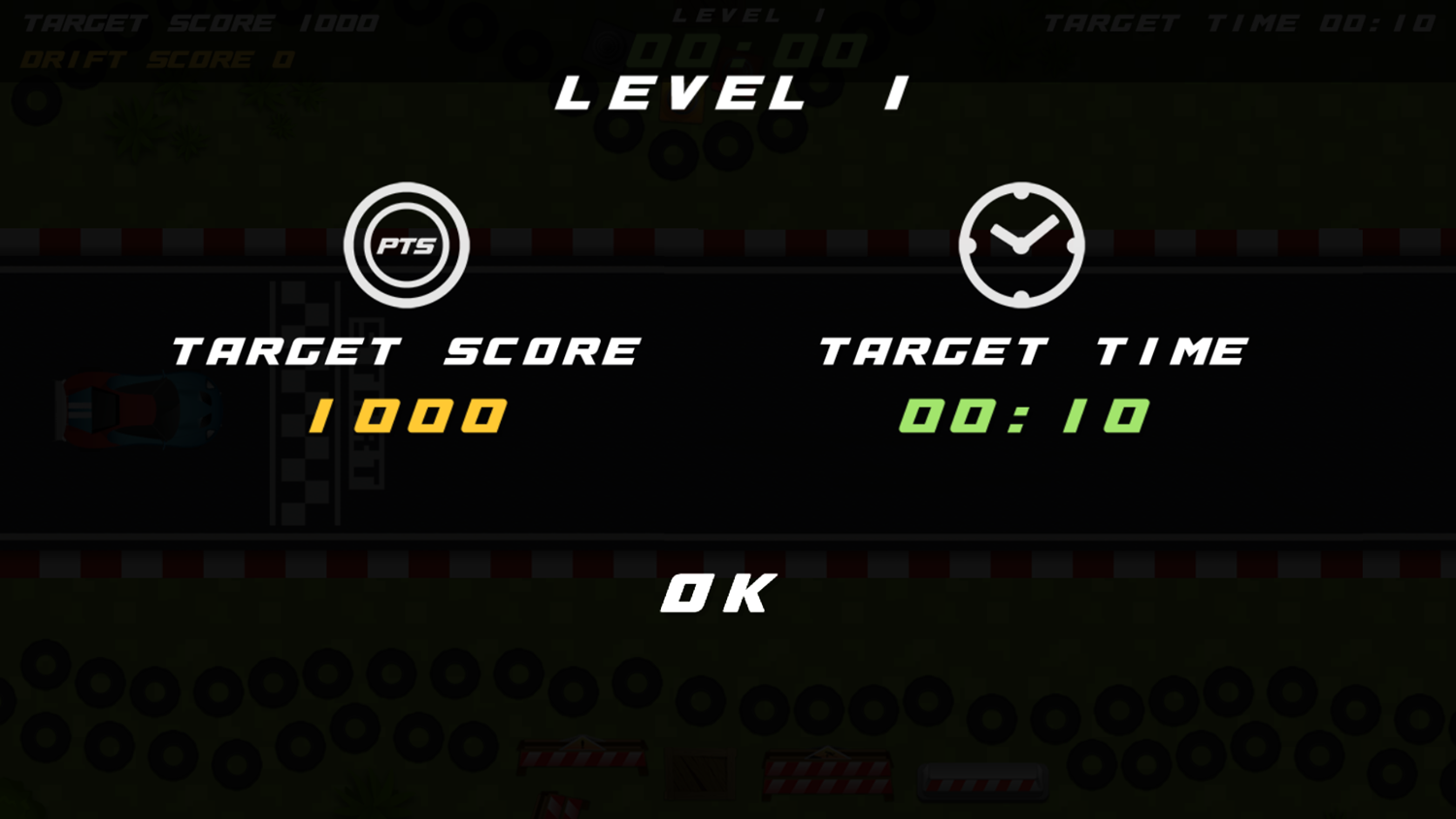 Drift Challenge Game Level Goal Screenshot.