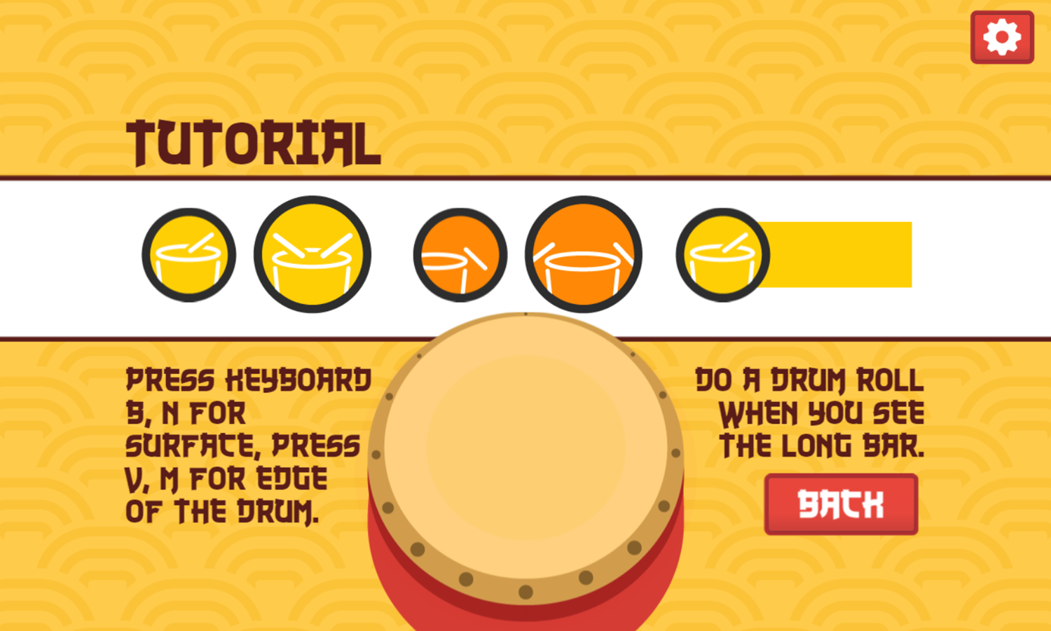 Drum Beats Game Tutorial Screenshot.