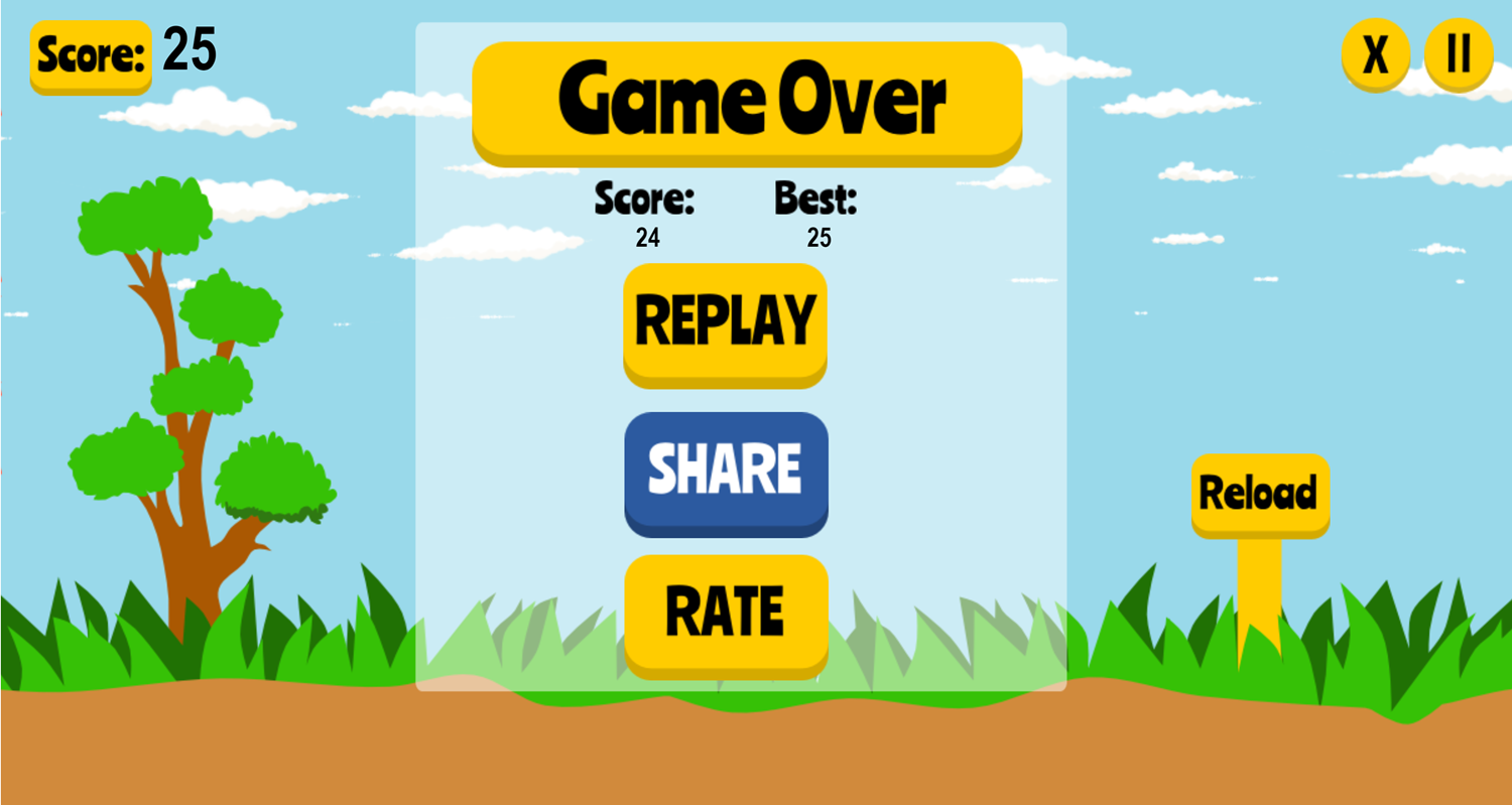 Duck Shooter Game Over Screenshot.