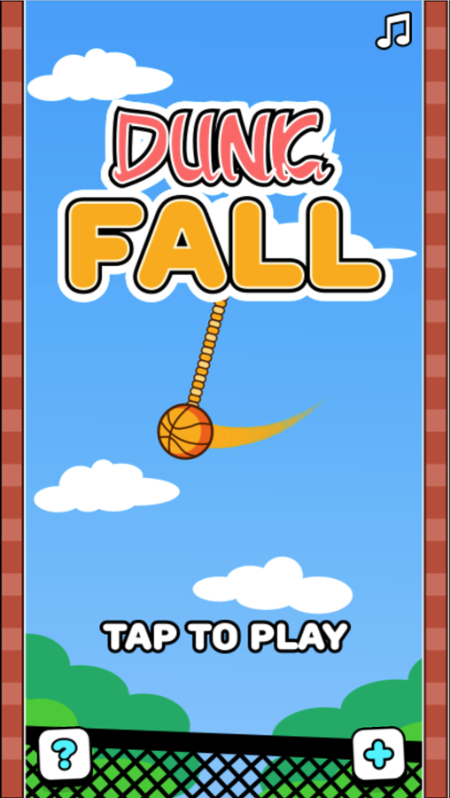 Dunk Fall Game Welcome Screen Screenshot.