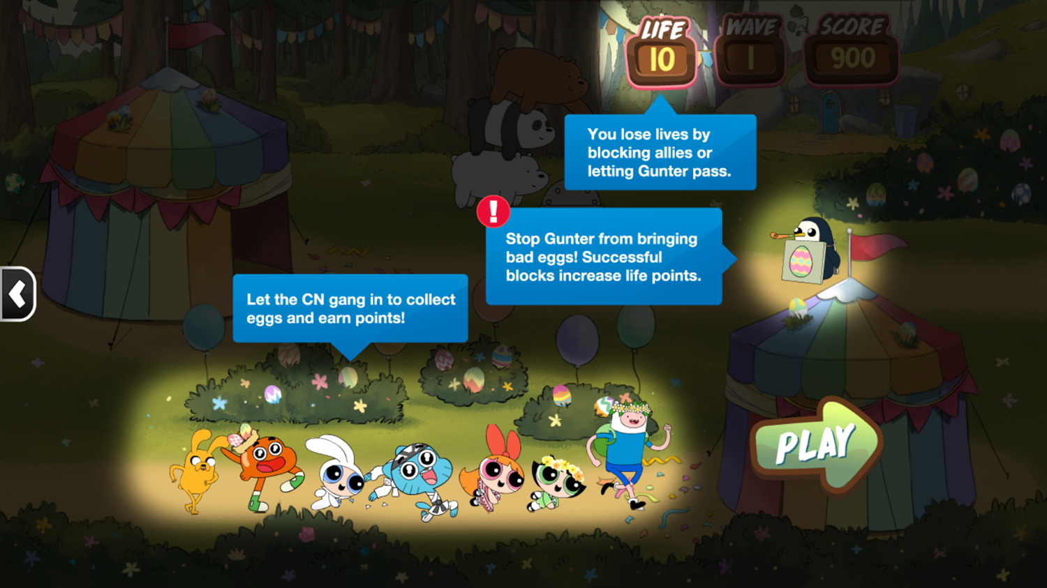 Eager Egg Hunt Game Instructions Screenshot.