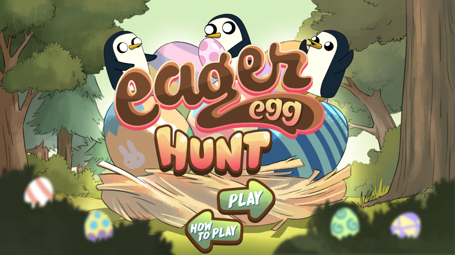 Eager Egg Hunt Game Welcome Screen Screenshot.