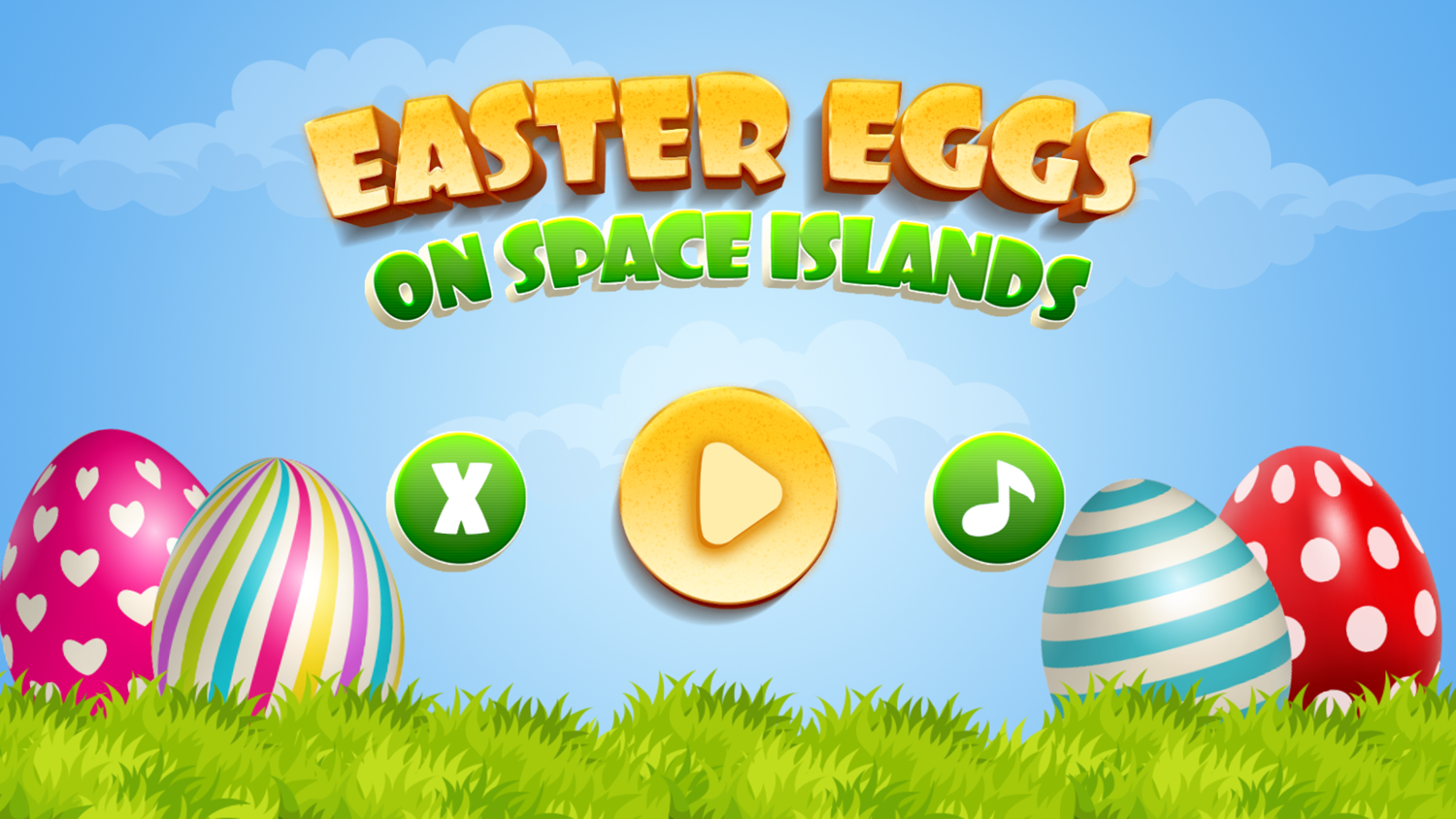 Easter Eggs on Space Islands Game Welcome Screen Screenshot.