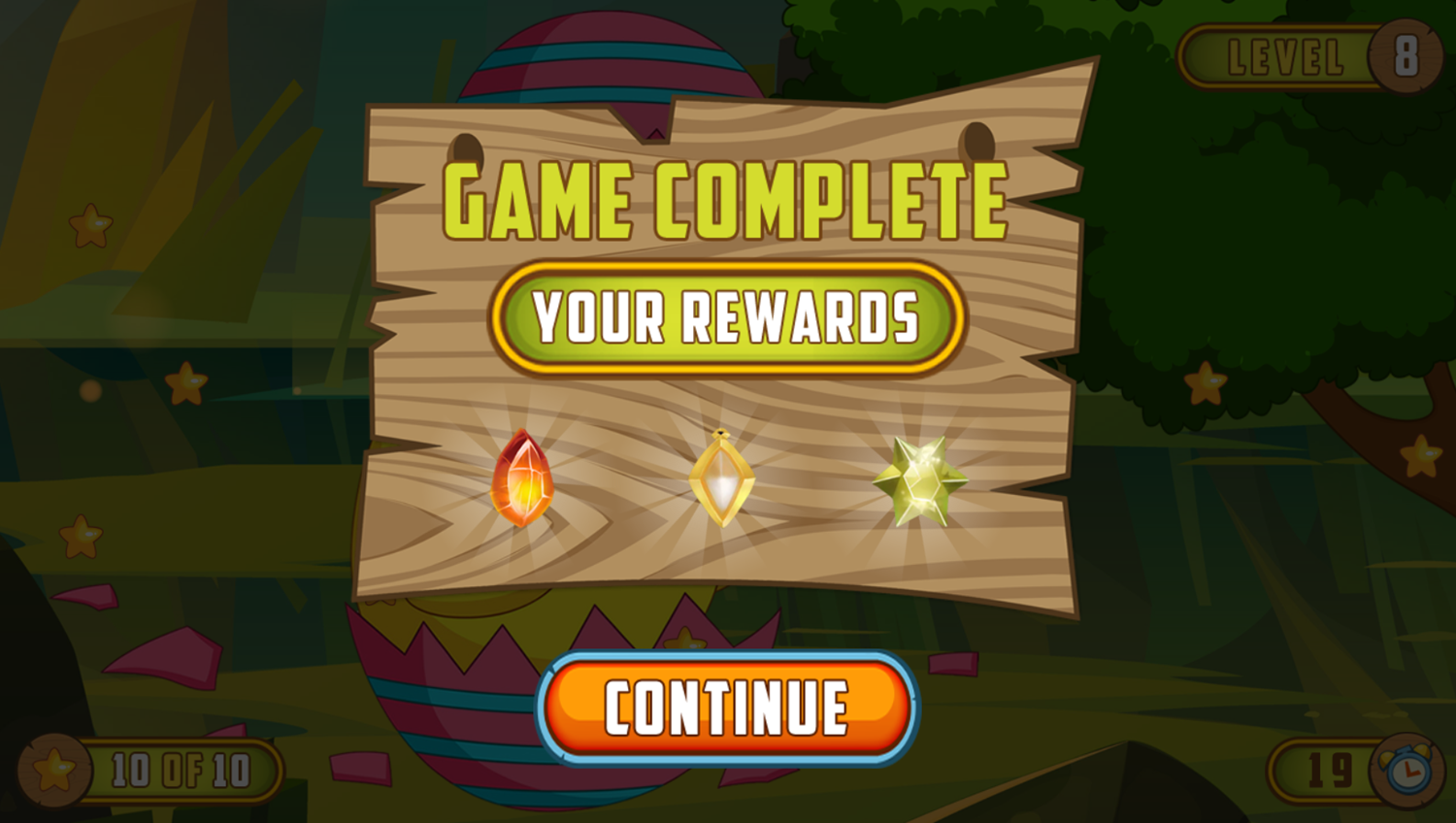 Easter Hidden Stars Game Level Complete Screen Screenshot.