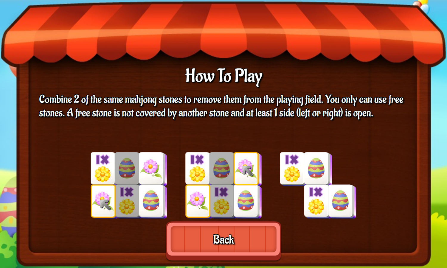 Easter Mahjongg Game How To Play Screenshot.