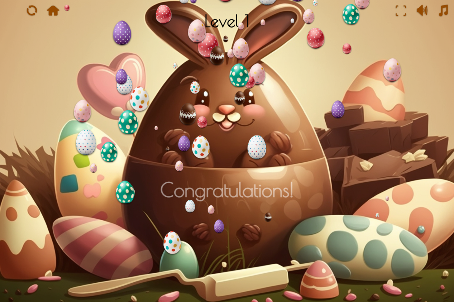 Easter Maze Game Level Complete Screenshot.