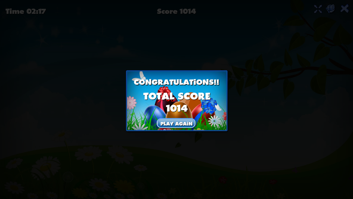 Easter Memory Game Complete Screenshot.