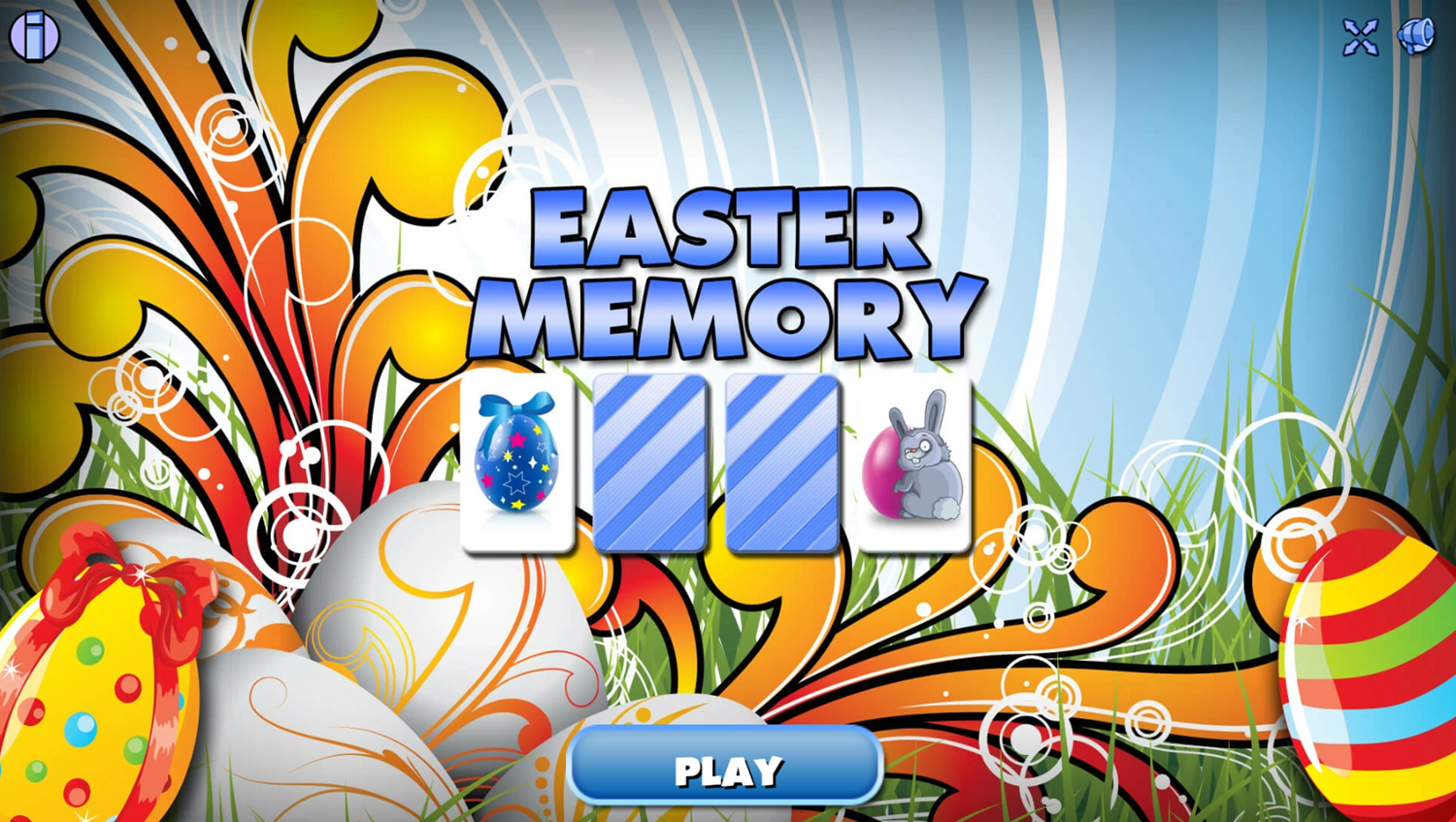 Easter Memory Game Welcome Screen Screenshot.