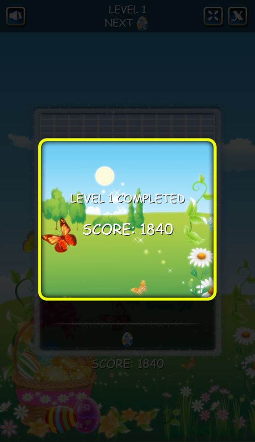 Easter Shooter Game Level Complete Screenshot.