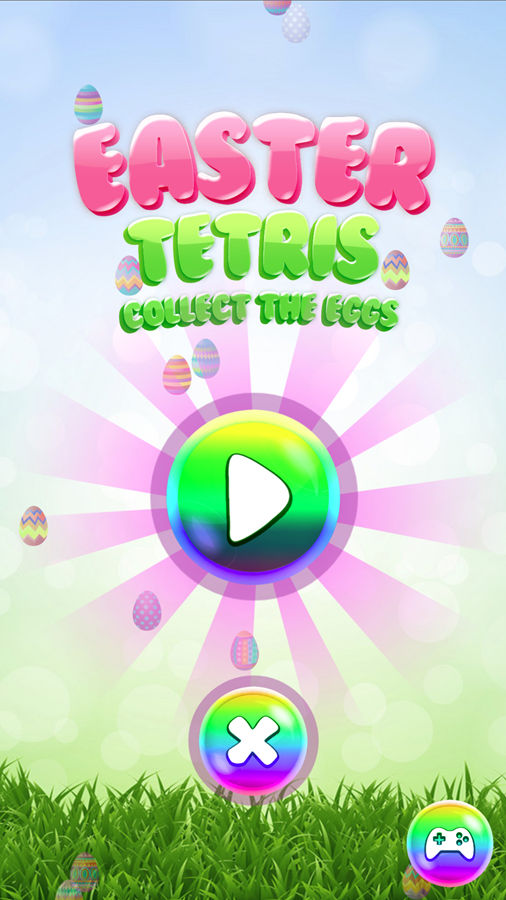 Easter Tetris Game Welcome Screen Screenshot.