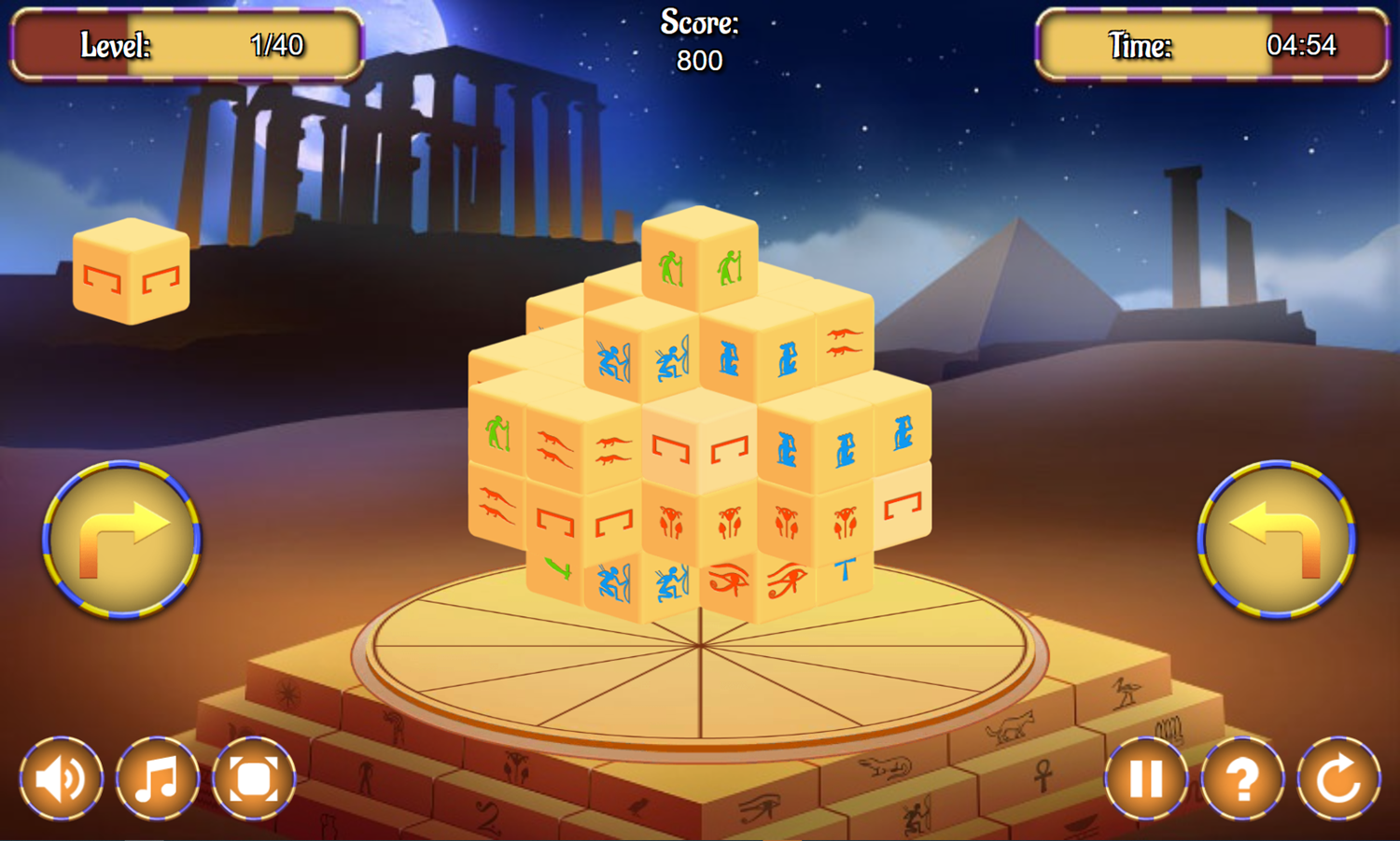 Egypt Mahjong Triple Dimensions Game Level Play Screenshot.