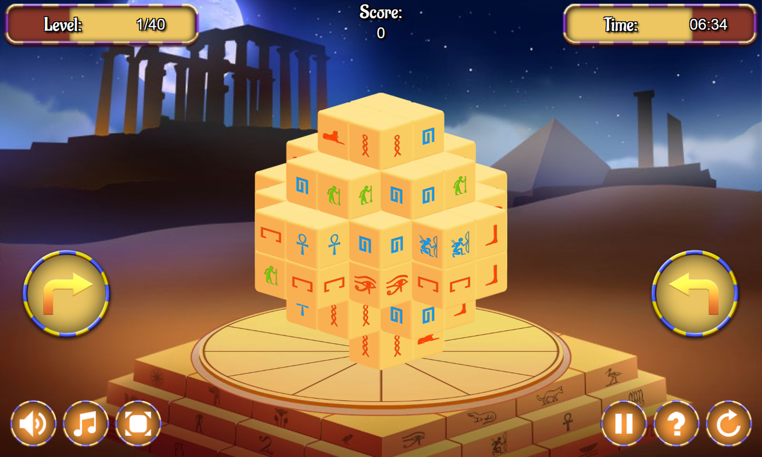 Egypt Mahjong Triple Dimensions Game Level Start Screenshot.