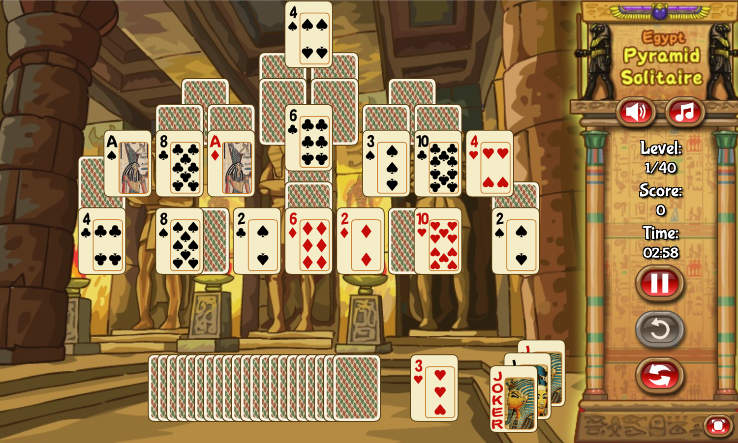 Egypt Pyramid Solitaire Game Screenshot.