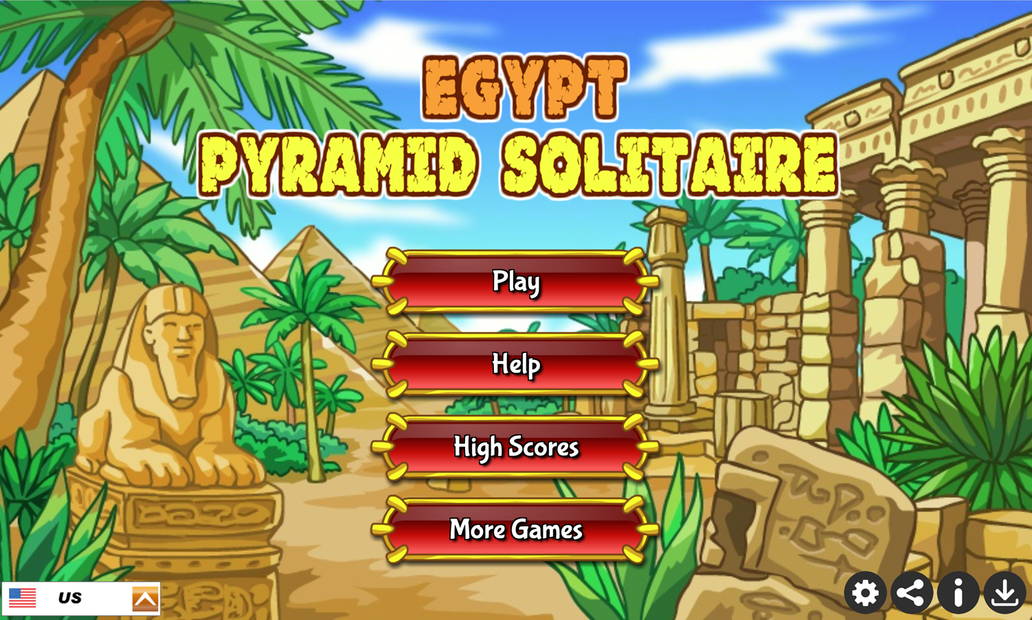 Egypt Pyramid Solitaire Game Welcome Screen Screenshot.