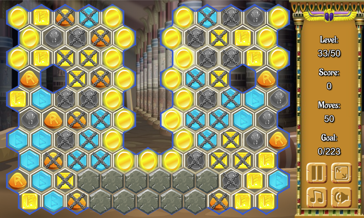Egypt Runes Game Level With Double Chains Screenshot.