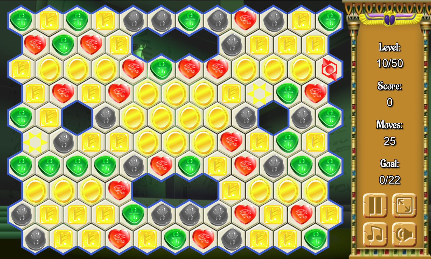 Egypt Runes Game Holes in Level Layout Screenshot.