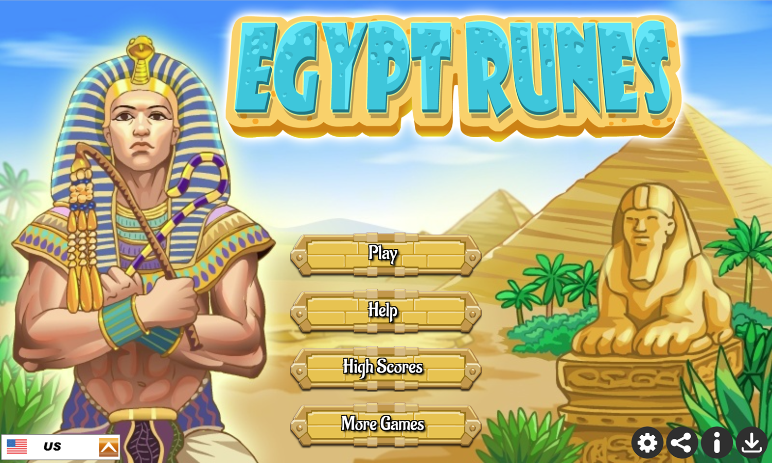 Egypt Runes Game Welcome Screen Screenshot.