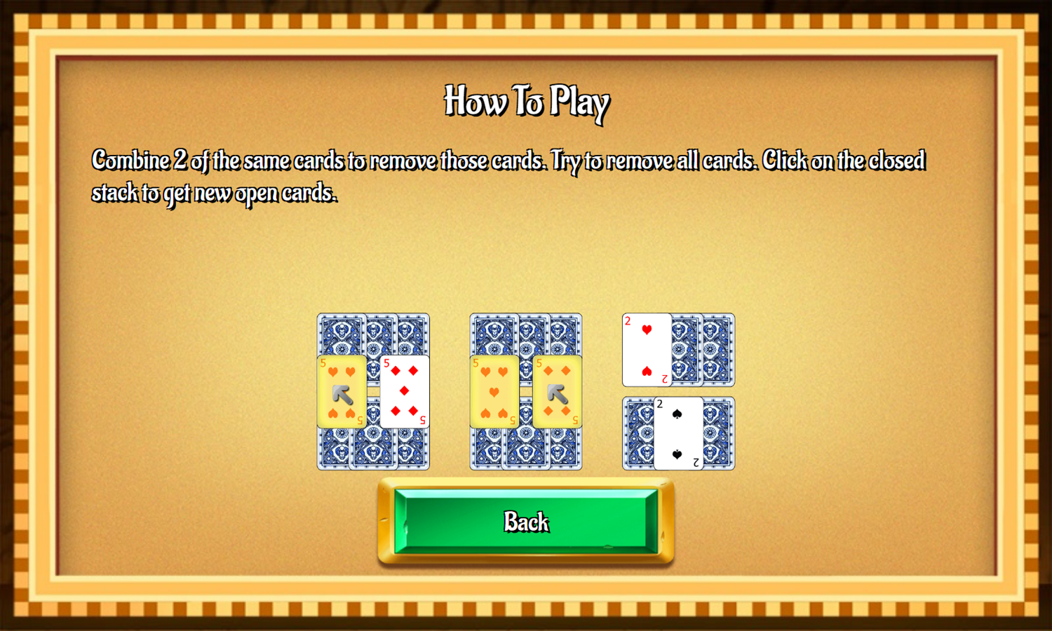 Egypt Solitaire Game How To Play Screenshot.