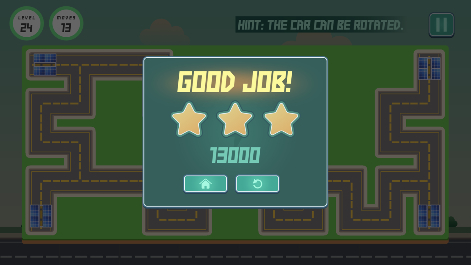 Electric Vehicle Charging Game Level Complete Screen Screenshot.