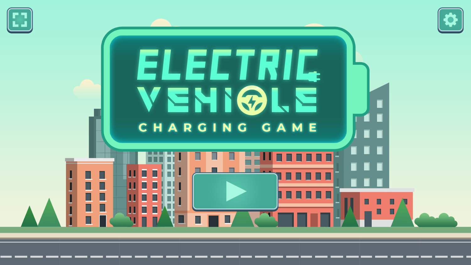 Electric Vehicle Charging Game Welcome Screen Screenshot.