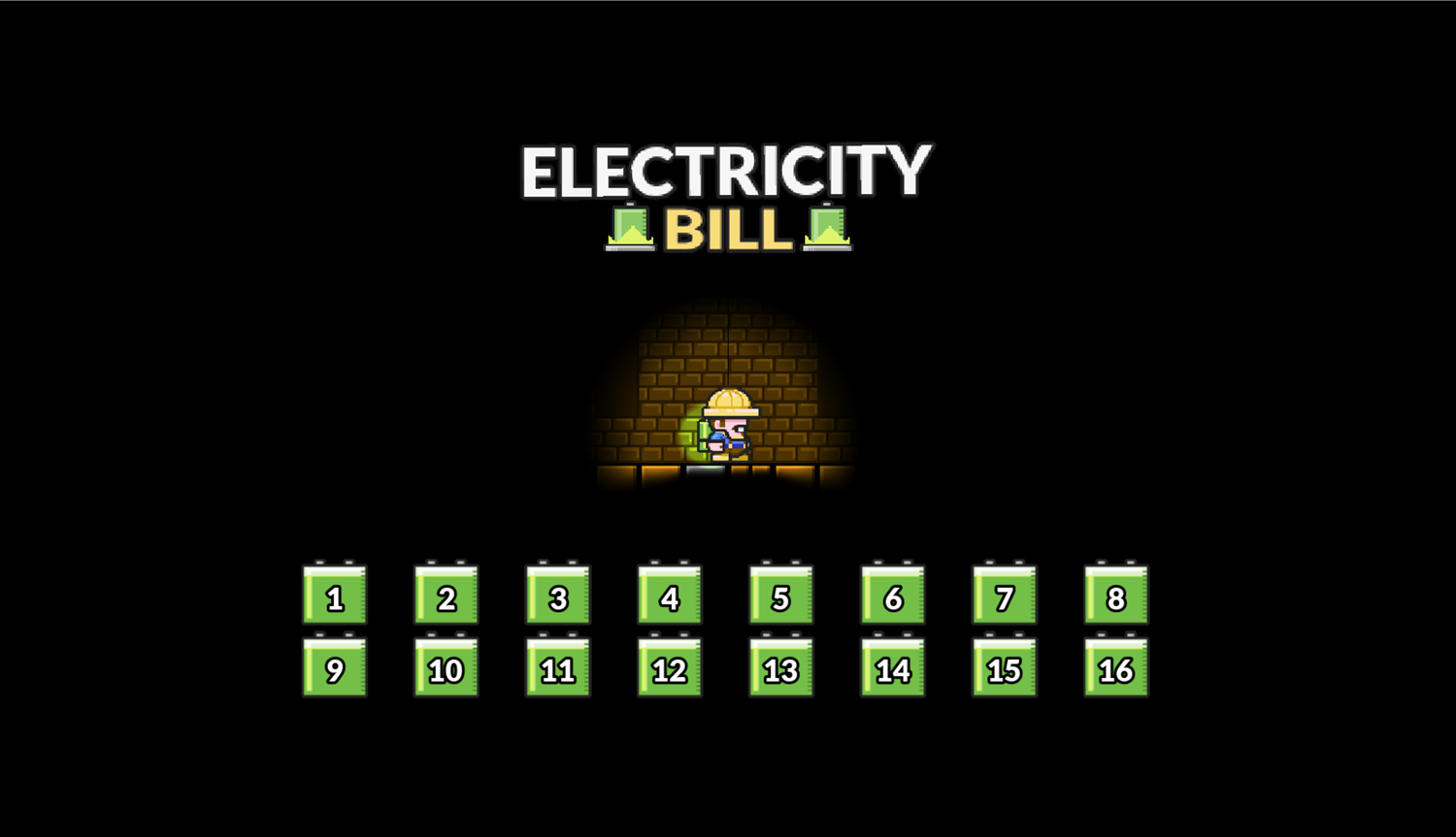Electricity Bill Game Welcome Screen Screenshot.