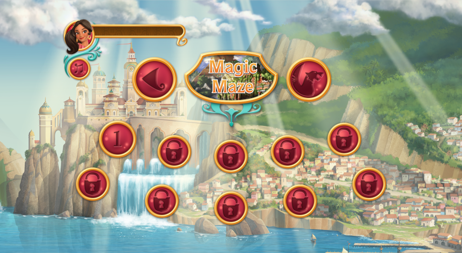 Elena of Avalor Adventures in Avalor Magic Maze Game Menu Screenshot.