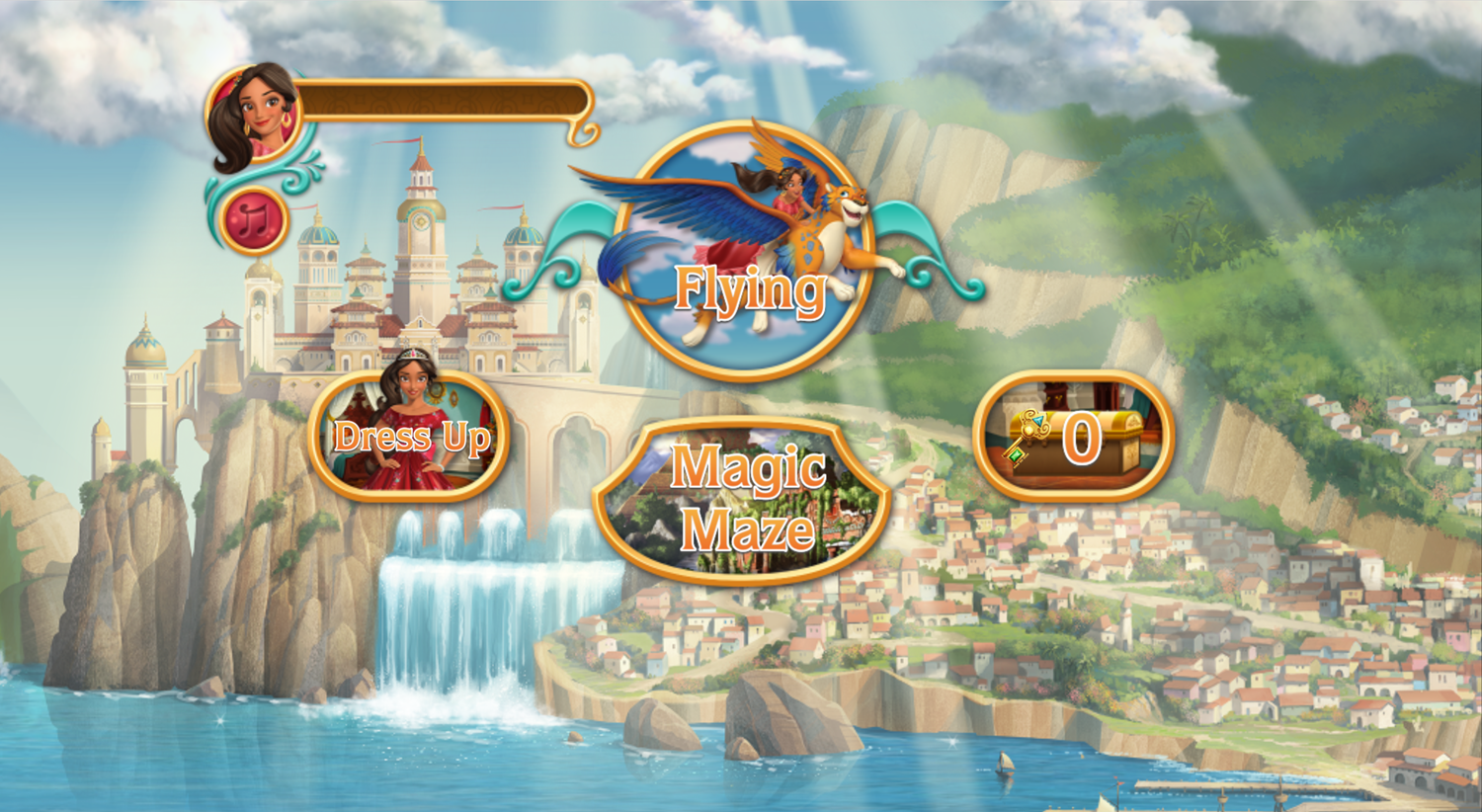 Elena of Avalor Adventures in Avalor Game Menu Screen Screenshot.