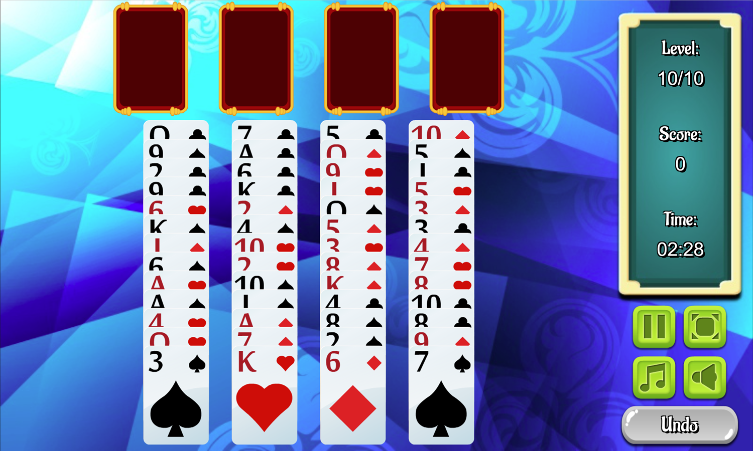 Eliminator Solitaire Game Final Level Screenshot.