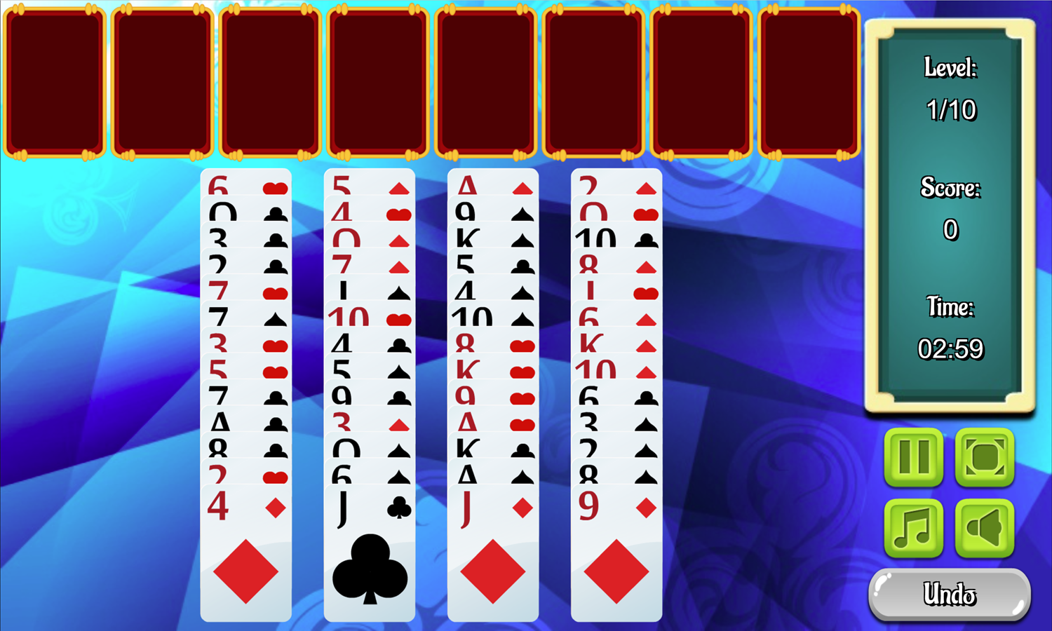 Eliminator Solitaire Game Screenshot.