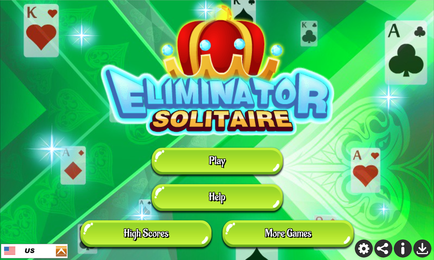 Eliminator Solitaire Game Welcome Screen Screenshot.