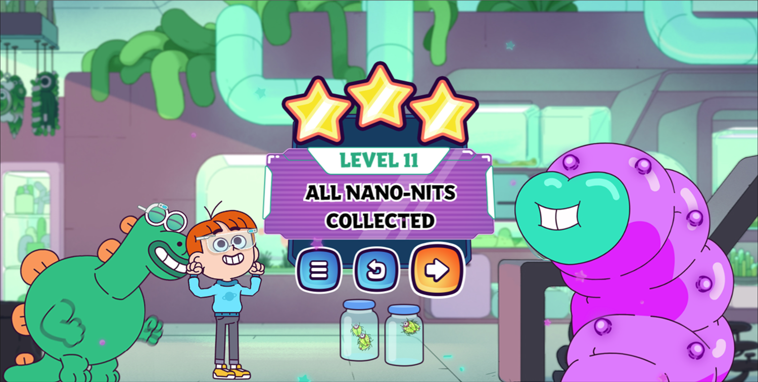 Elliot From Earth Bug Off Game Level Beat Screen Screenshot.