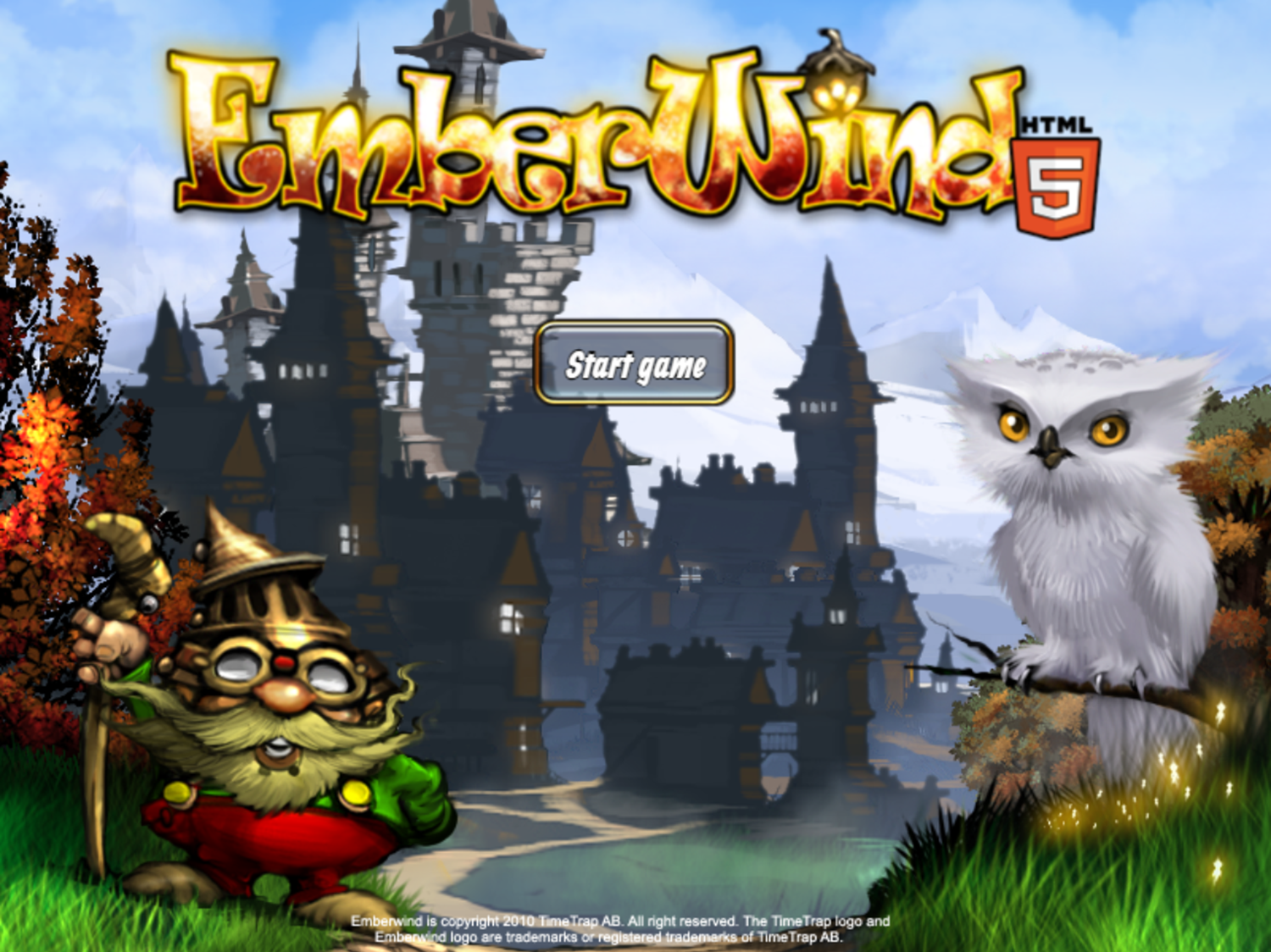 Emberwind Game Welcome Screen Screenshot.