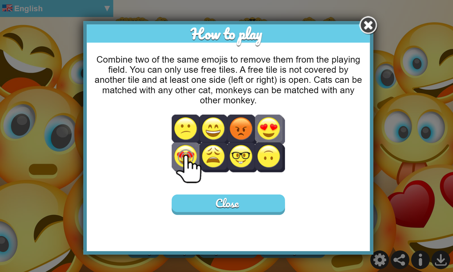 Emoji Mahjong Game How To Play Screenshot.