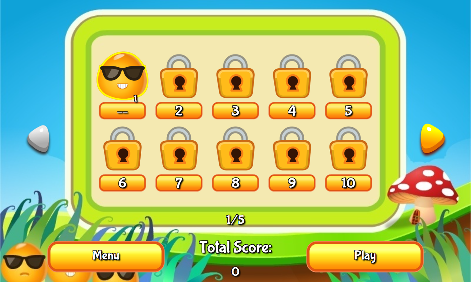 Emoji Match Game Level Select Screenshot.