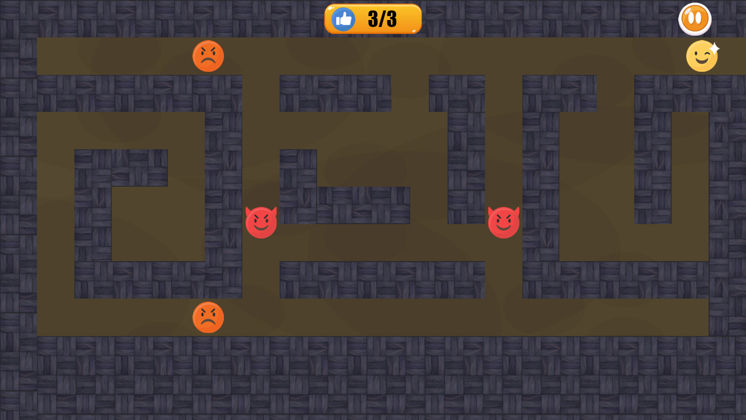 Emoji Maze Game Level Completed Screenshot.